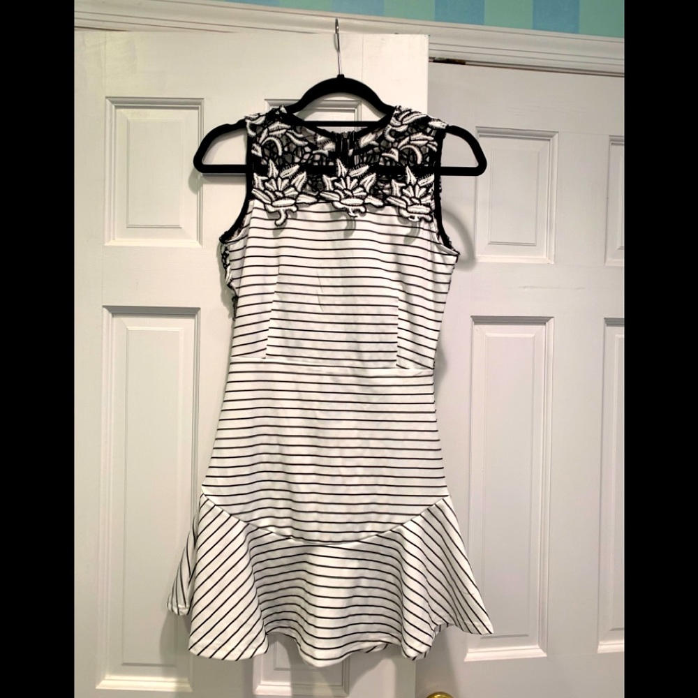 Black and white stripped, lace decal dress